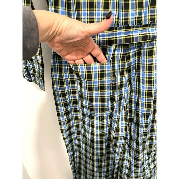 Burberry Jumpsuit Check Tie Waist Azure Blue Size 6 NWT - Picture 10 of 12